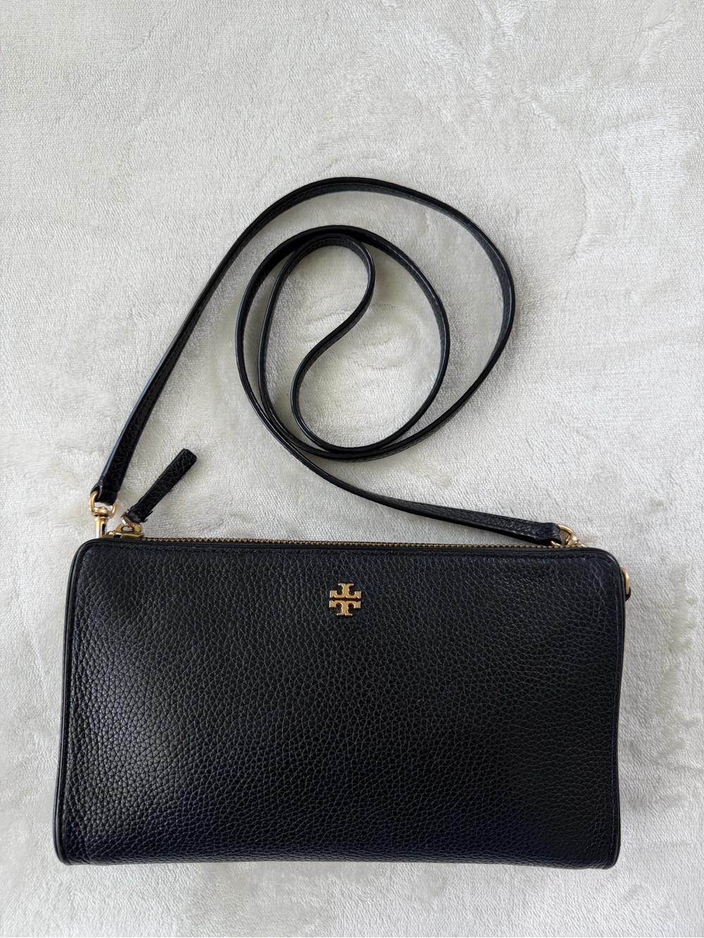 Tory Burch Small Kira Pebbled Leather Top-Zip Crossbody